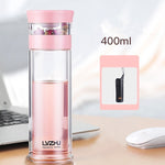 300ml/400ml Portable Double Wall Borosilica Glass Tumbler