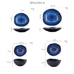 Blue Ceramics Irregular Shape Dinner Set