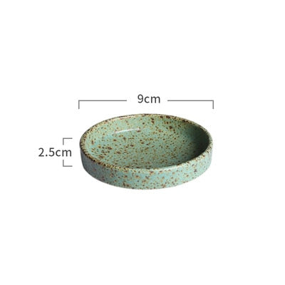 Japanese Green Color Retro Handmade Ceramic Plate