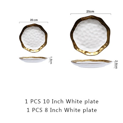 8/10 Inch Gold Inlay Edge Luxury Dinner Set