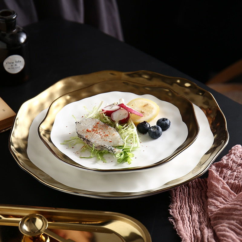 8/10 Inch Gold Inlay Edge Luxury Dinner Set