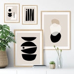 Abstract Geometric Beige Black Boho Minimalist Poster