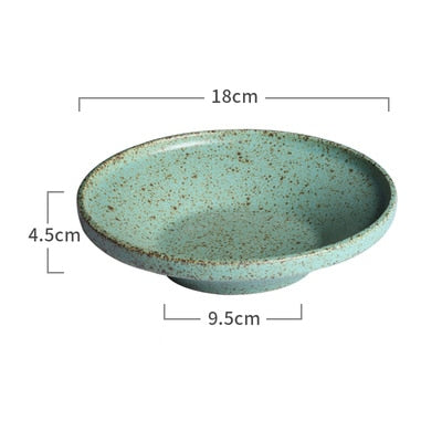 Japanese Green Color Retro Handmade Ceramic Plate