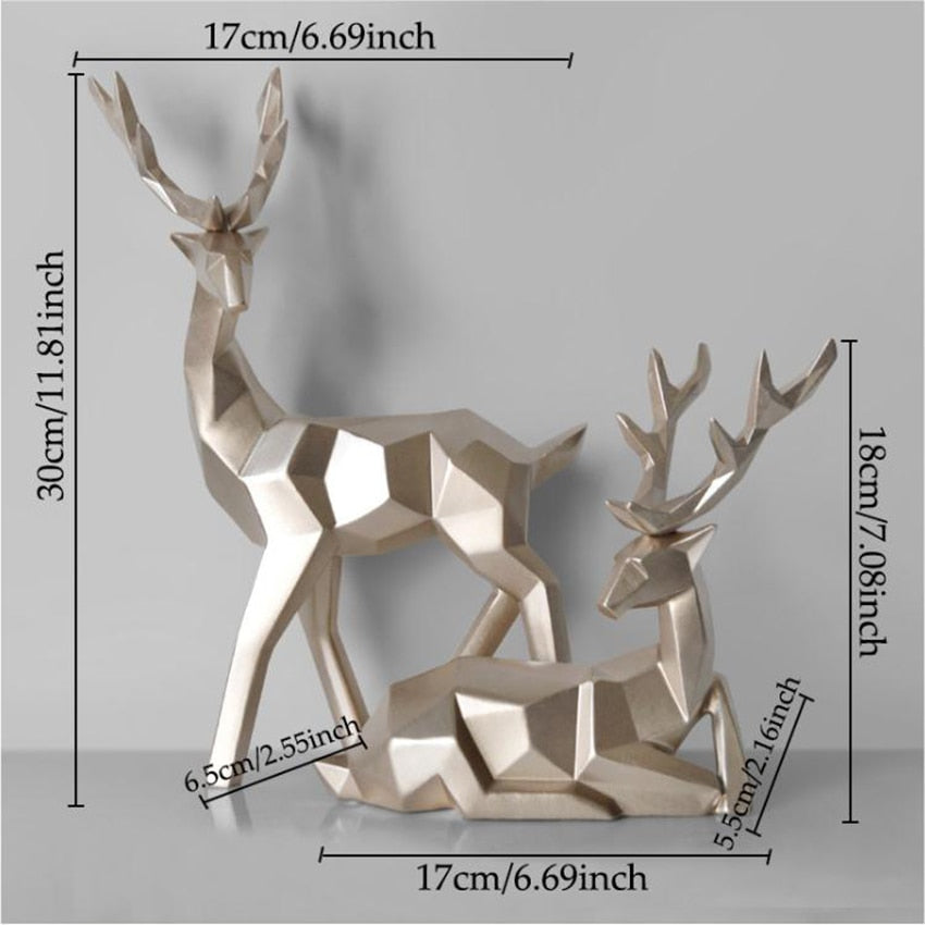 Deer Statue Reindeer Figurines Resin Sculpture