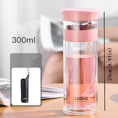 300ml/400ml Portable Double Wall Borosilica Glass Tumbler