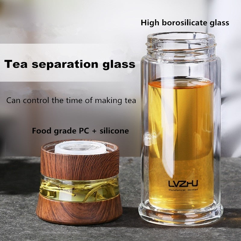 300ml/400ml Portable Double Wall Borosilica Glass Tumbler