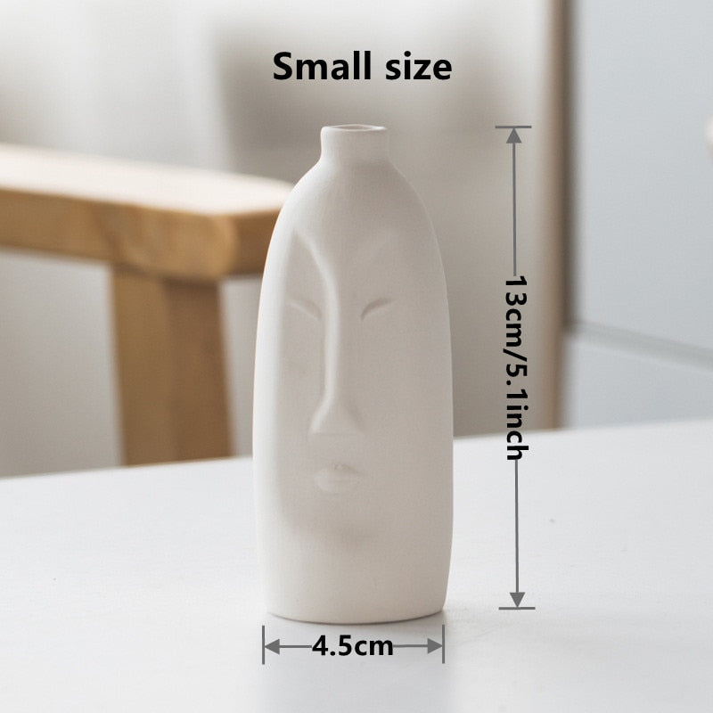 Nordic Rustic Face Shape Ceramic Flower Vase