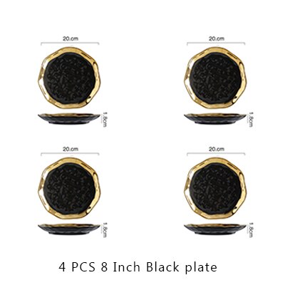 8/10 Inch Gold Inlay Edge Luxury Dinner Set