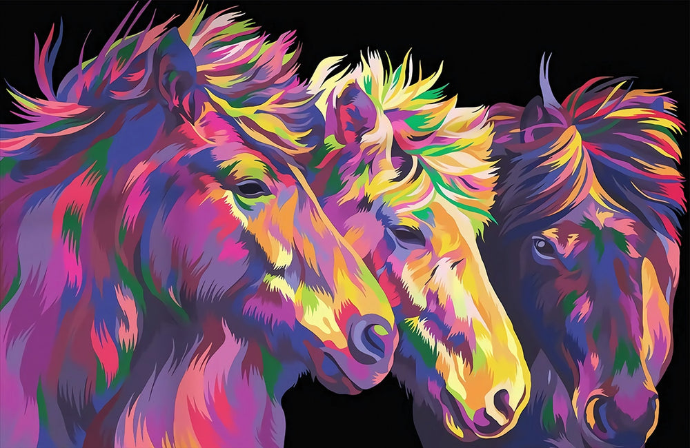 Colourful Horses Canvas Oil Painting