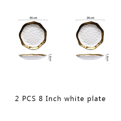 8/10 Inch Gold Inlay Edge Luxury Dinner Set