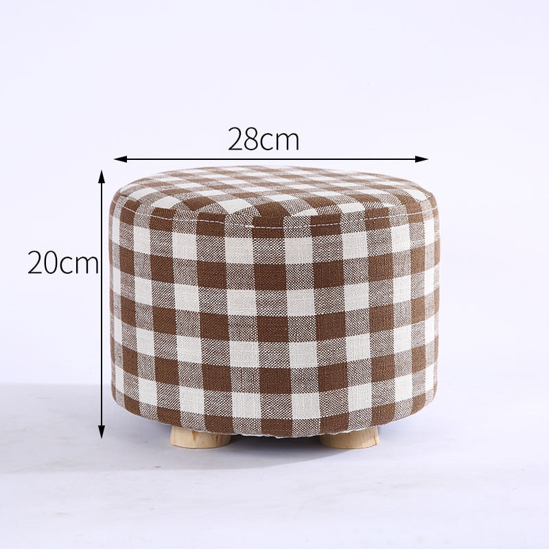 Wooden Ottomans with Linen Cotton Cover