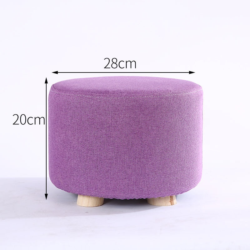 Wooden Ottomans with Linen Cotton Cover