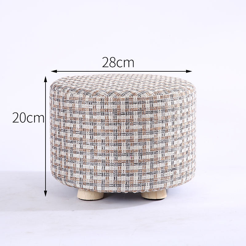 Wooden Ottomans with Linen Cotton Cover