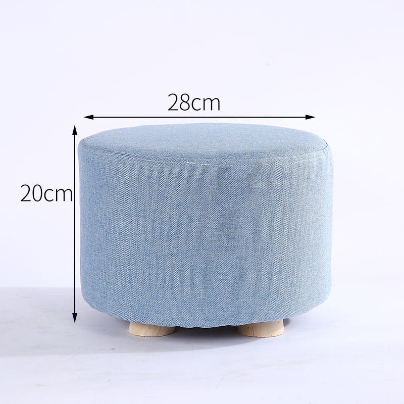 Wooden Ottomans with Linen Cotton Cover