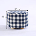 Wooden Ottomans with Linen Cotton Cover