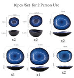 Blue Ceramics Irregular Shape Dinner Set