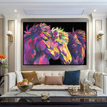 Colourful Horses Canvas Oil Painting