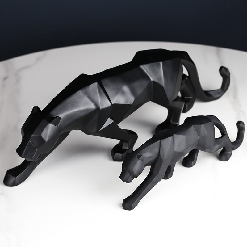 Modern Abstract Black Panther Sculpture