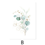 Green Gold Leaves Floral Poster