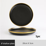 Gilt Rim Black Porcelain Dinner Set