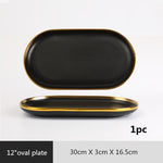 Gilt Rim Black Porcelain Dinner Set