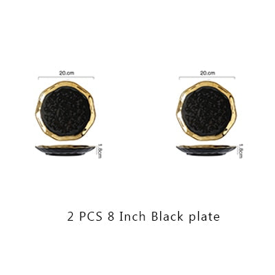 8/10 Inch Gold Inlay Edge Luxury Dinner Set