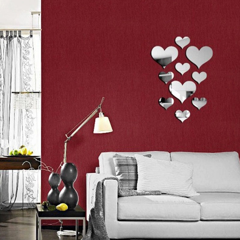 10Pcs/Set Acrylic LOVE Decorative Mirrors Wall Sticker