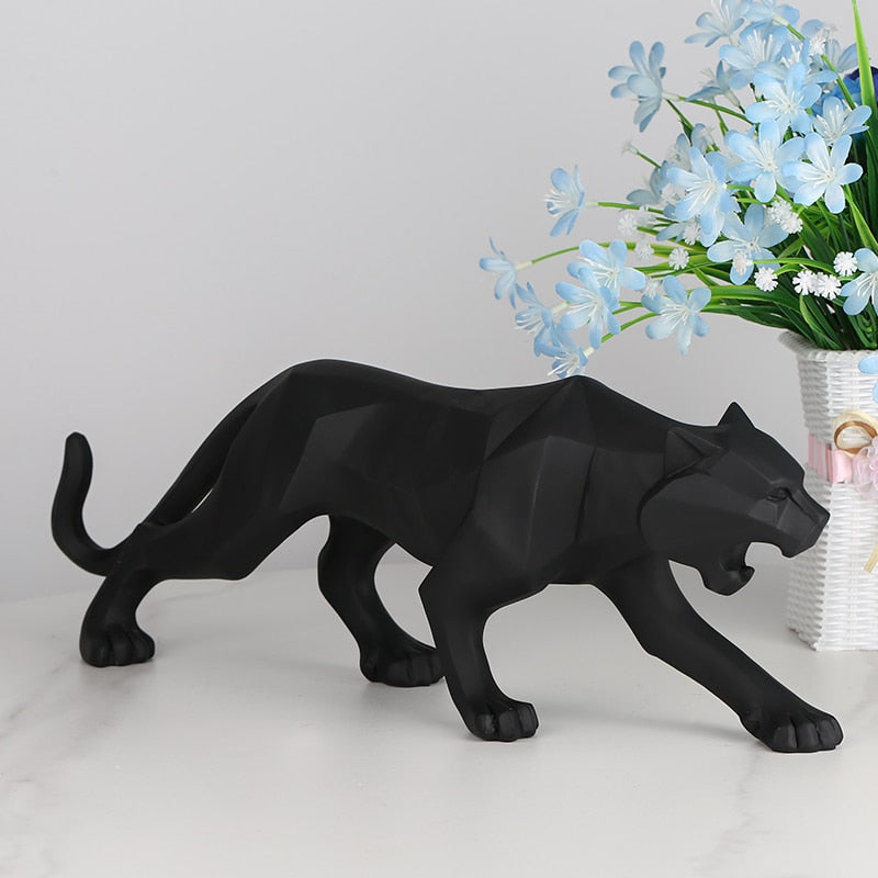 Modern Abstract Black Panther Sculpture