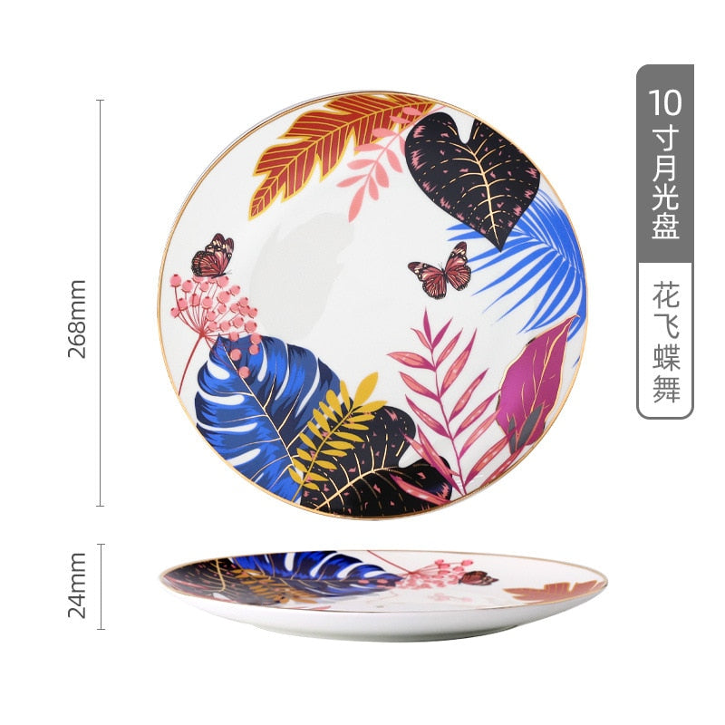 Forest Animal Pattern Ceramics Dinner Plates