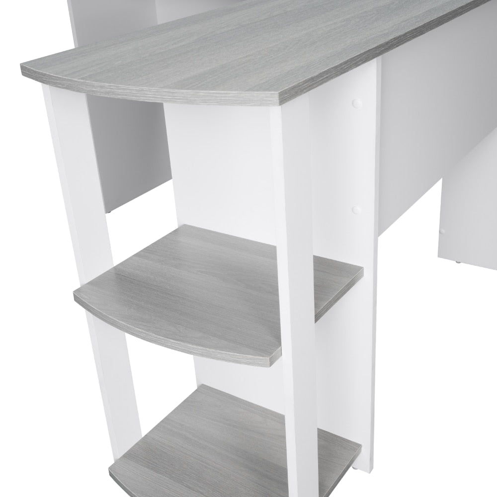 Modern L-Shaped Desk with Side Shelves