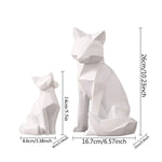 Simple White Geometric Fox Statue