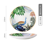 Forest Animal Pattern Ceramics Dinner Plates