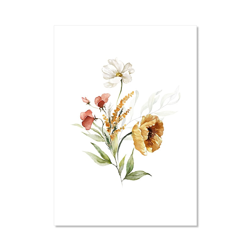 Green Gold Leaves Floral Poster