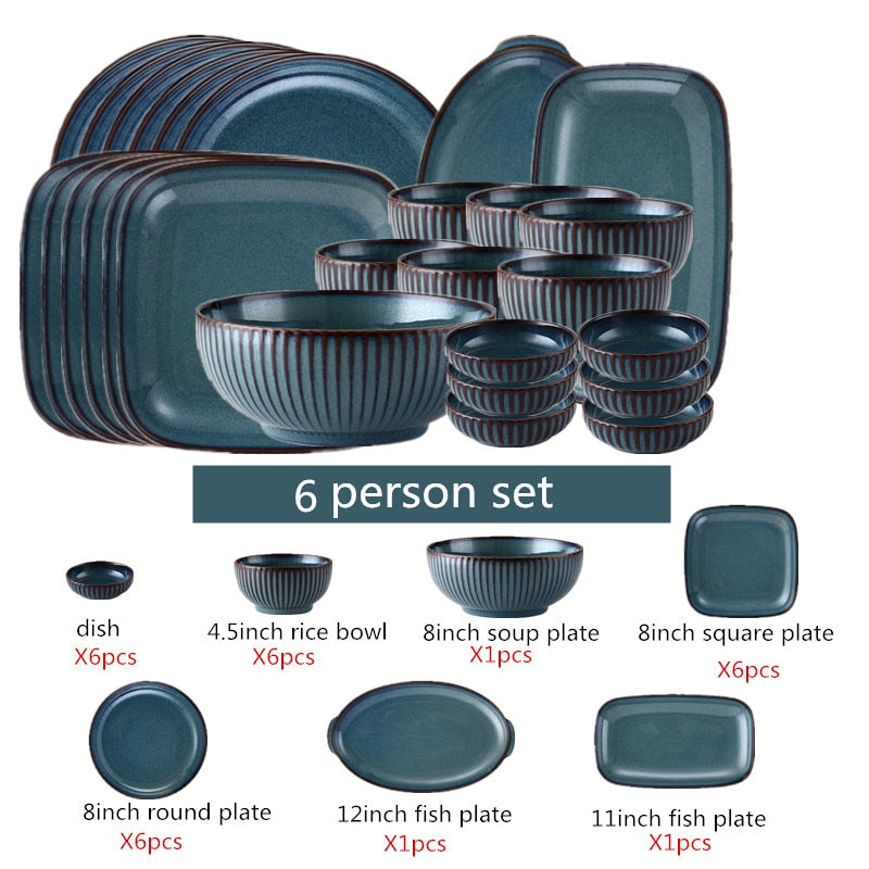 Blue Glazed Tableware Set