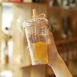 420ml Ins Bubble Tea Cup Glitter Tumbler with Straw