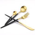 Gilt Rim Black Porcelain Dinner Set