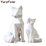 Simple White Geometric Fox Statue