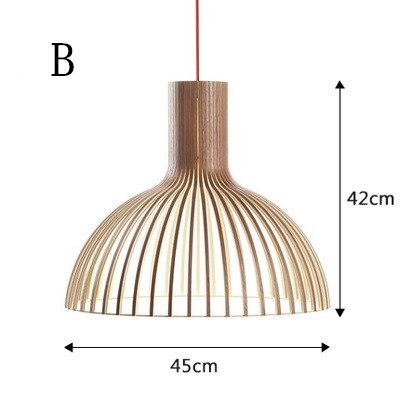 Hand-made Wooden Birdcage Pendant Lamp