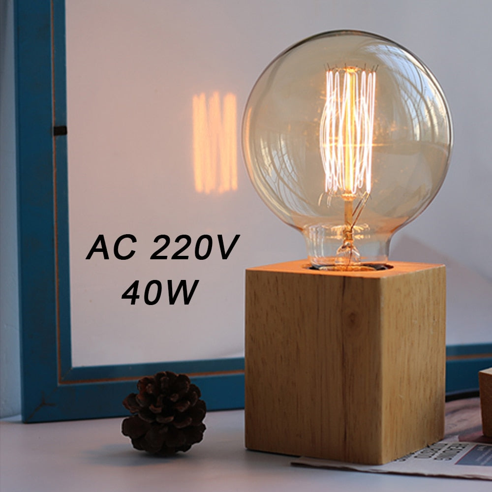 Retro Wood Table Lamp