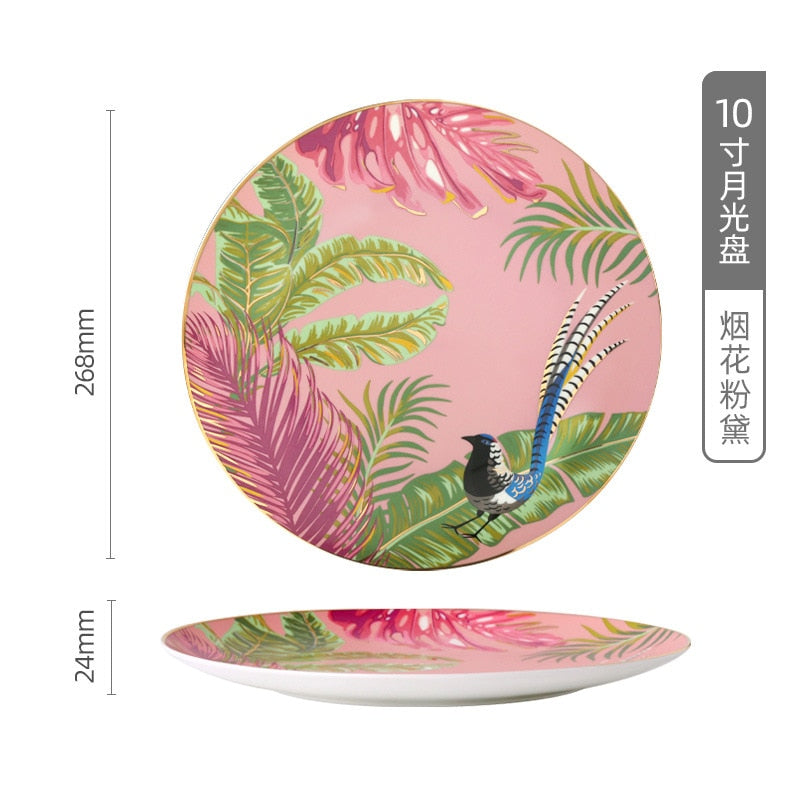 Forest Animal Pattern Ceramics Dinner Plates