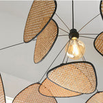 French Designer Rattan Wicker Chandelier