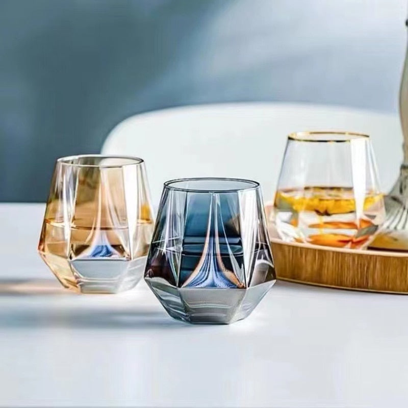 1PC Creative Diamond Hexagonal Wine Cup Glass