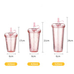 420ml Ins Bubble Tea Cup Glitter Tumbler with Straw