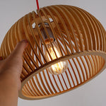 Hand-made Wooden Birdcage Pendant Lamp