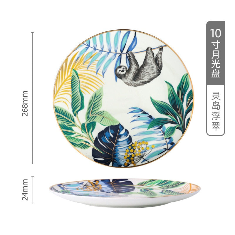 Forest Animal Pattern Ceramics Dinner Plates