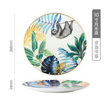 Forest Animal Pattern Ceramics Dinner Plates