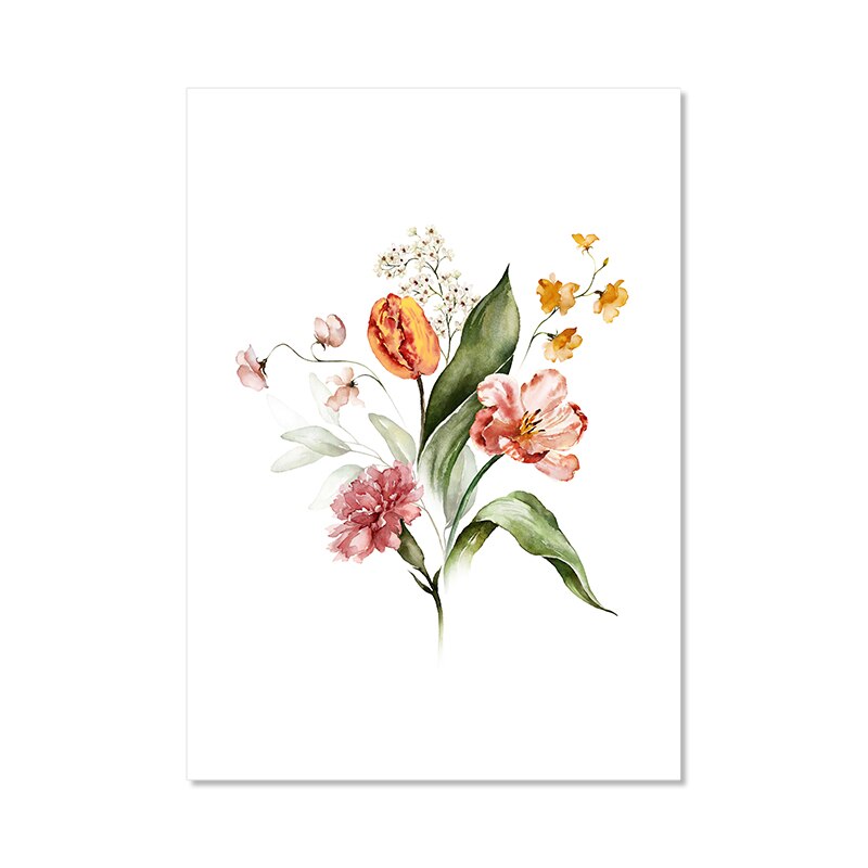 Green Gold Leaves Floral Poster