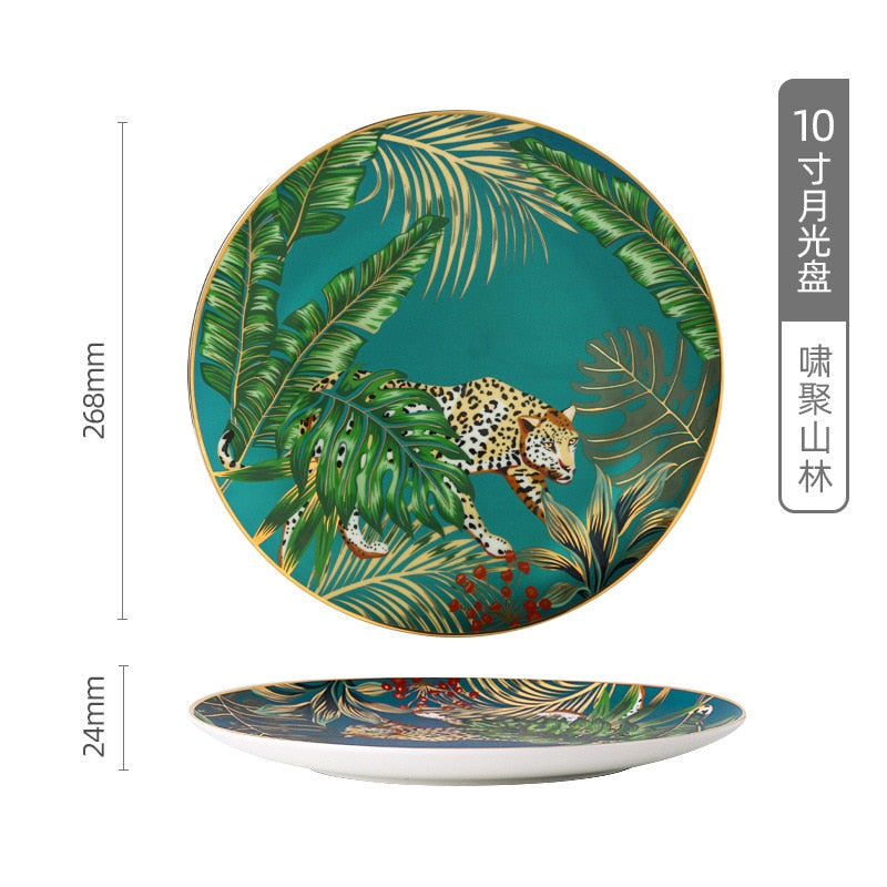 Forest Animal Pattern Ceramics Dinner Plates