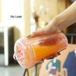 420ml Ins Bubble Tea Cup Glitter Tumbler with Straw