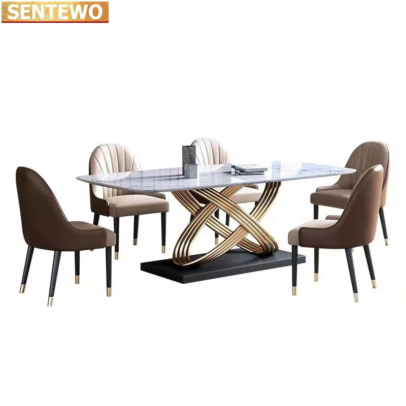 Italian Luxury Modern Marble Dining Table Set